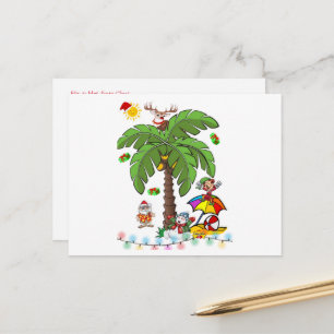 Weihnachtspostkarten Weihnachtsmann Strandparty Postkarte