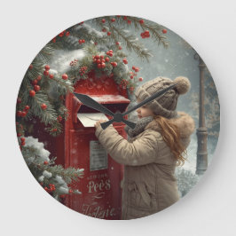 Weihnachtspostkasten, charmante festliche Winterde Große Wanduhr