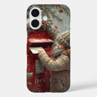 Weihnachtspostkasten festliches Winterdesign iPhone 16 Hülle