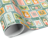 Weihnachtspostpostage-Briefmarke auf Blue Geschenkpapier (Rolleneckpunkt)