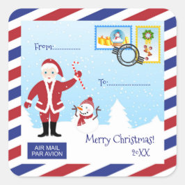 Weihnachtspostumschlag Quadratischer Aufkleber