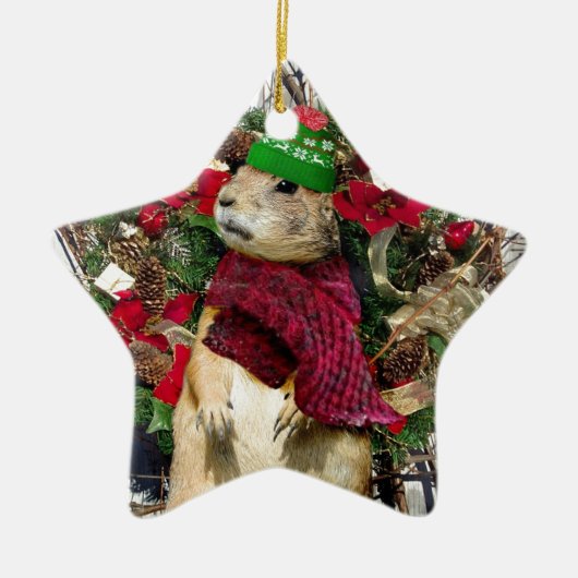 WeihnachtsPräriehund Keramikornament (Vorne)