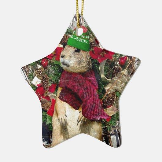 WeihnachtsPräriehund Keramikornament (Links)