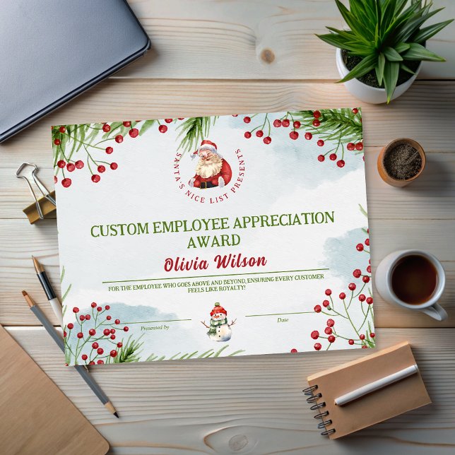 Weihnachtspreise für Mitarbeiter (Customized Santa Christmas Awards for Employee)