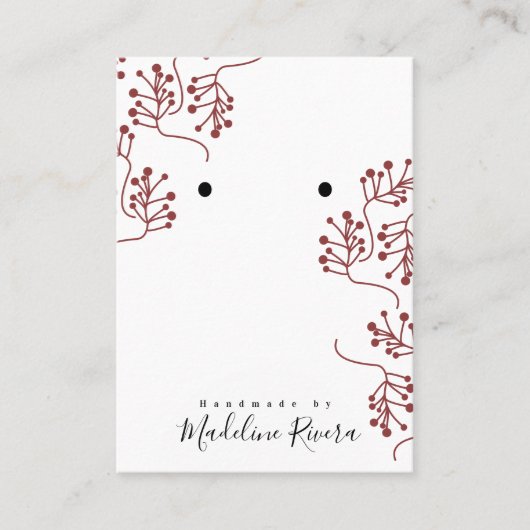 Weihnachtsprigs Artisan Earring Display Cards Telefonnummerkarte (Vorderseite)