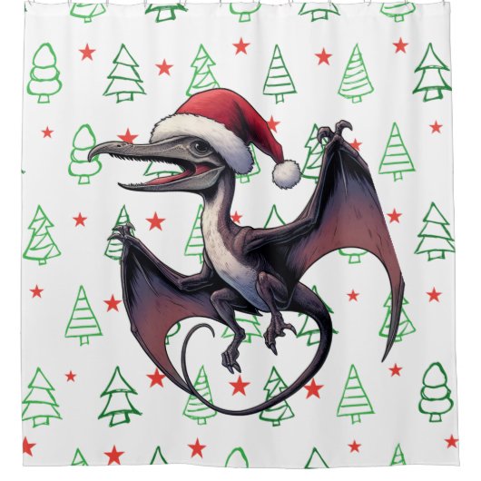 Weihnachtspterodaktylus Duschvorhang (Vorderseite)