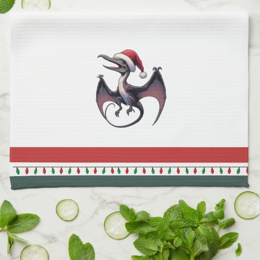 Weihnachtspterodaktylus Geschirrtuch (Gefaltet)