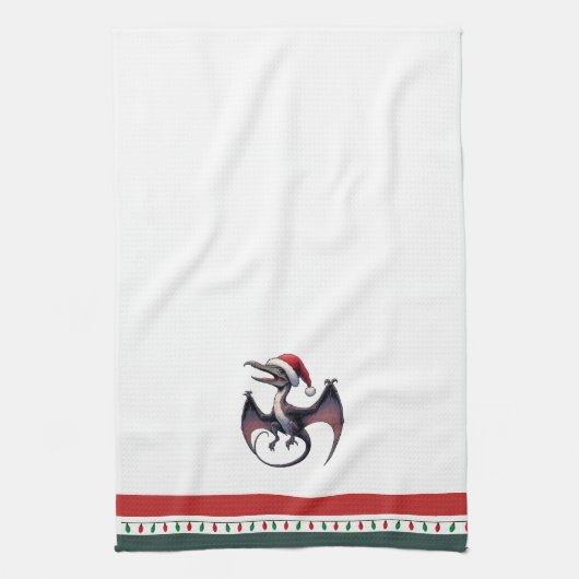 Weihnachtspterodaktylus Geschirrtuch (Vertikal)