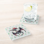 Weihnachtspterodaktylus Glasuntersetzer (Schrägansicht)