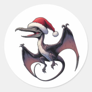 Weihnachtspterodaktylus Runder Aufkleber