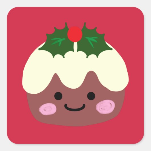 Weihnachtspudding 1 quadratischer aufkleber (Vorderseite)