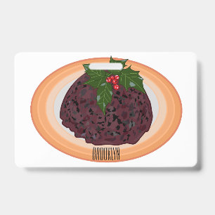 Weihnachtspudding-Cartoon-Illustration Ausweis