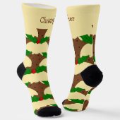 Weihnachtspudding-Design Weihnachten Socken (Gewinkelt)