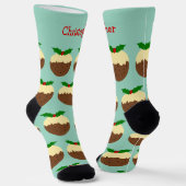 Weihnachtspudding-Design Weihnachten Socken (Gewinkelt)