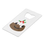 Weihnachtspudding Emoji Geldbeutel Flaschenöffner (Rückseite Schrägansicht)