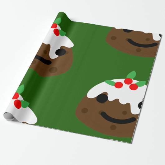 Weihnachtspudding Emoji Geschenkpapier (Ungerollt)