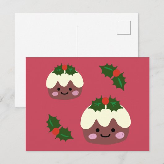 Weihnachtspudding Feiertagspostkarte (Vorne/Hinten)