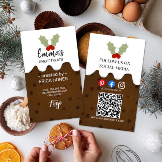 Weihnachtspudding festlich bunter Bäcker heilig Visitenkarte