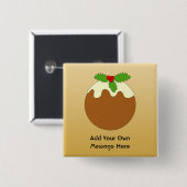 Weihnachtspudding. Goldfarbhintergrund Button (Vorne & Hinten)