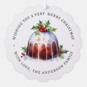 Weihnachtspudding Heilige Beeren Aquarell Foto Ornament Karte (Vorderseite)