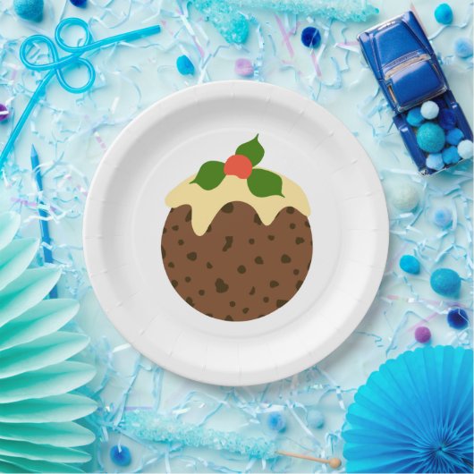 Weihnachtspudding Pappteller (Party)
