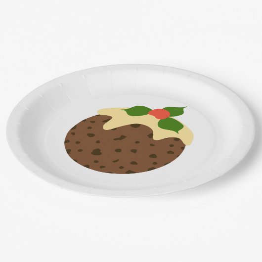 Weihnachtspudding Pappteller (Schrägansicht)