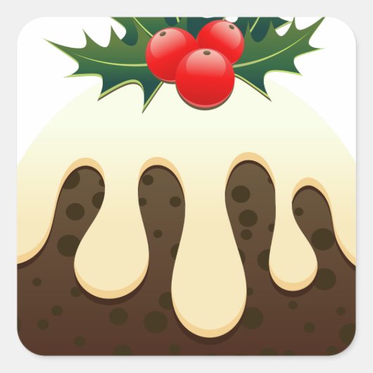 Weihnachtspudding Quadratischer Aufkleber (Vorderseite)