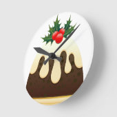 Weihnachtspudding Runde Wanduhr (Winkel)