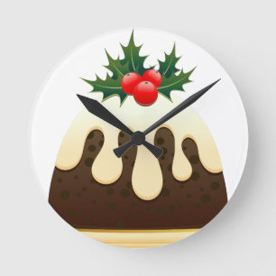 Weihnachtspudding Runde Wanduhr