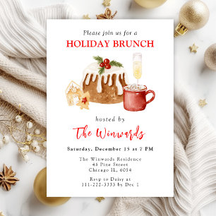 Weihnachtspudding und Kekse Holiday Brunch Einladung