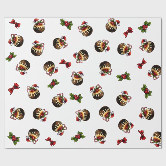 Weihnachtspudding Wrapping Paper Geschenkpapier (Flach)