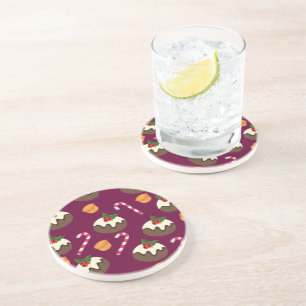 "Weihnachtspudding, Zuckerstange und Mince Pies" " Getränkeuntersetzer