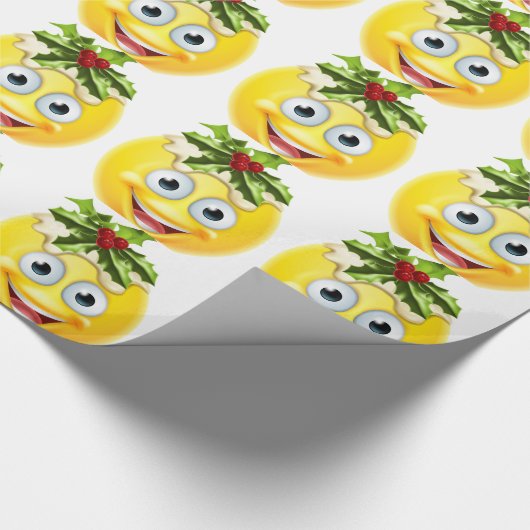 WeihnachtspuddingEmoticon Emoji Geschenkpapier (Ecke)