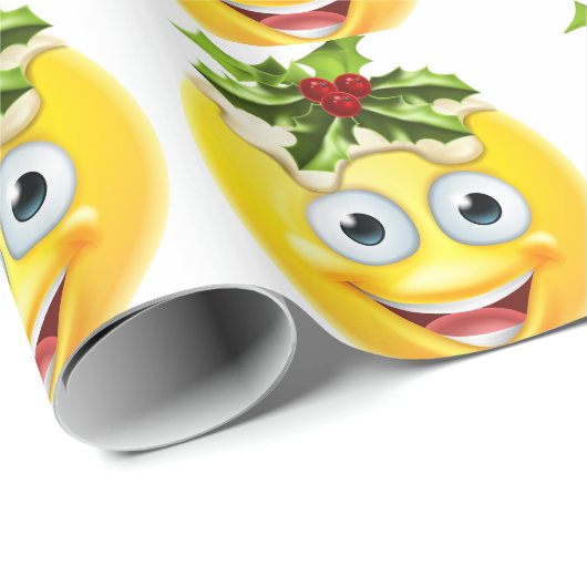 WeihnachtspuddingEmoticon Emoji Geschenkpapier (Rolleneckpunkt)