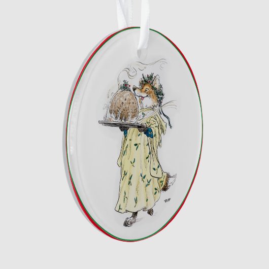 Weihnachtspuddingfox-Verzierung Ornament (Vorderseite)