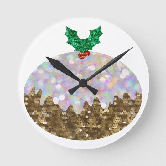 Weihnachtspuddings Runde Wanduhr (Vorderseite)