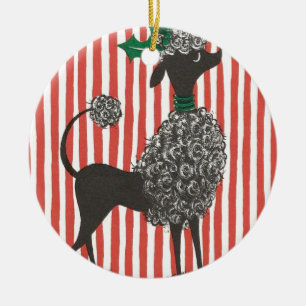 Weihnachtspudel Keramikornament