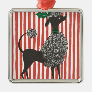 Weihnachtspudel Silbernes Ornament