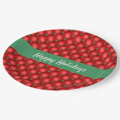 Weihnachtspuffy Rot und Grün gequiltet Pappteller (Schrägansicht)