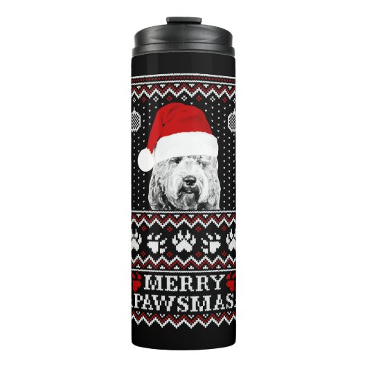 Weihnachtspulli für Labradoodle Liebhaber Thermosbecher (Vorderseite)