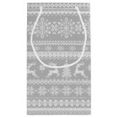 Weihnachtspulli, graue, schimmernde isle-Muster, M Kleine Geschenktüte (Rückseite)