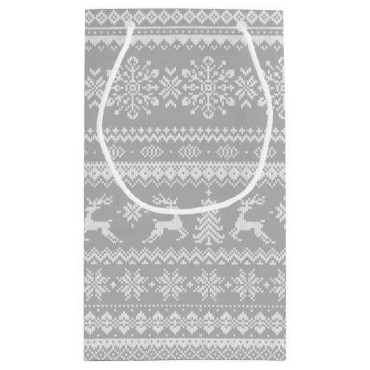 Weihnachtspulli, graue, schimmernde isle-Muster, M Kleine Geschenktüte (Rückseite)