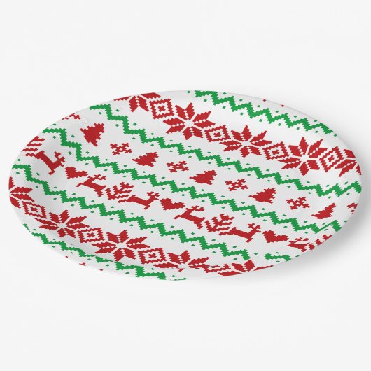 Weihnachtspulli Pappteller (Schrägansicht)