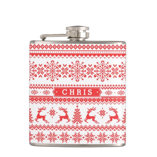 Weihnachtspulli, Rotlichtisenmuster Flachmann (Vorderseite)