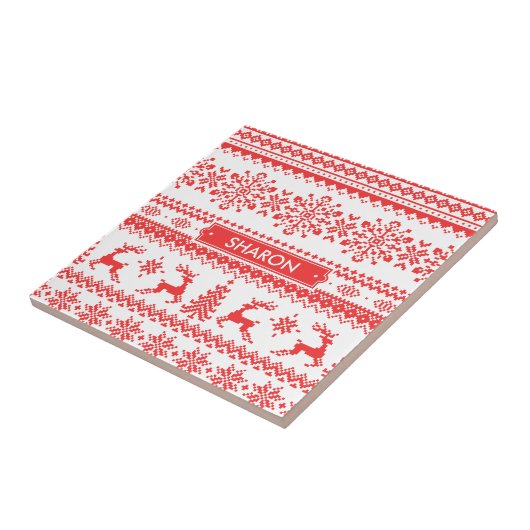 Weihnachtspulli, Rotlichtisenmuster Fliese (Seite)