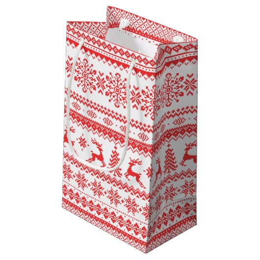 Weihnachtspulli, Rotlichtisenmuster Kleine Geschenktüte (Rückseite Schrägansicht)