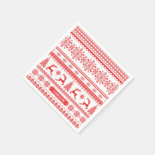 Weihnachtspulli, Rotlichtisenmuster Serviette (Ecke)