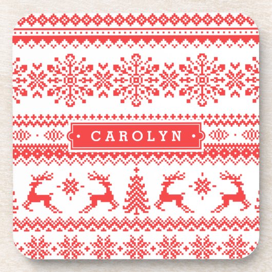 Weihnachtspulli, Rotlichtisenmuster Untersetzer (Vorderseite)