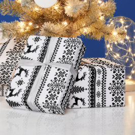 Weihnachtspulli Schwarz-weißes Messe-Muster Geschenkpapier