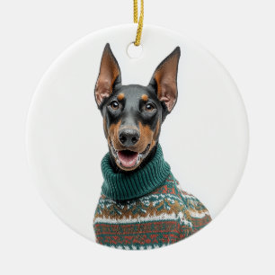 Weihnachtspullover Dobermann Keramik Ornament